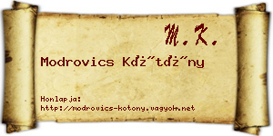 Modrovics Kötöny névjegykártya